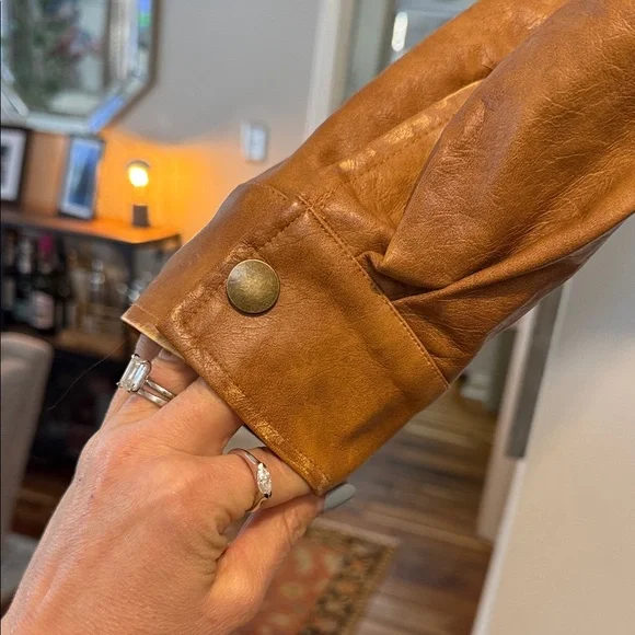 Women’s 12th tribe Brown vegan Leather Jacket - Picture 5 of 9